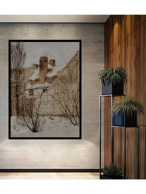 Ahşap Vintage Manzara Galeri Duvarı,sanatsal Baskı,tablo Çerçeve Görünümlü Dikey Duvar Tablo