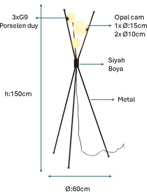 Pulchino Siyah Boyalı Lambader PLC-1205-L-BSY