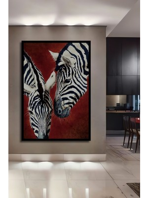 Dekoratif Modern Soyut Zebra Ahşap Tablo Çerçeve Görünümlü Dikey Duvar Dekorasyon Tablosu