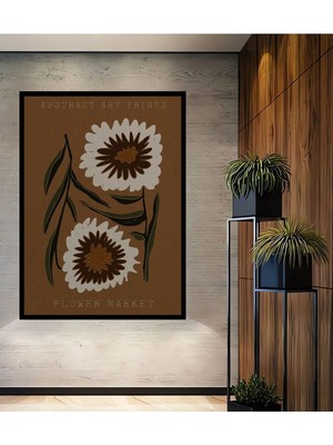 Ahşap Soyut Renkli Desenler Flower Modern Art Tablo Çerçeve Görünümlü Dikey Duvar Dekorasyon Tablosu