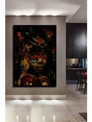 3 Boyutlu Tropikal Doğa Manzara Temalı Ahşap Tablo Çerçeve Görünümlü Dikey Duvar Dekorasyon Tablosu