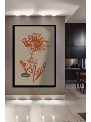 Ahşap Tablo Botanik Ev Dekoru Soyut Çizim, Çerçeve Görünümlü Dikey Duvar Dekorasyon Tablosu