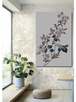 Dekoratif Dikey Minimalist Çiçek Duvar Tablo Ahşap Dikdörtgen Tablo