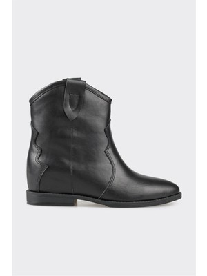 Elle Siyah Deri Kadın Western Bot