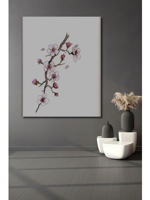 Teona Ahşap Dekoratif Dikey Modern Sanat Daldaki Çiçekler Duvar Tablo Ahşap Dikdörtgen Tablo