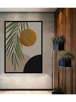 Teona Ahşap Dekoratif Bohem Minimalist Soyut Çizim Ahşap Tablo Çerçeve Görünümlü Dikey Duvar Dekorasyon Tablosu