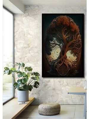 Teona Ahşap 3 Boyutlu Tropikal Doğa Manzara Temalı Ahşap Tablo Çerçeve Görünümlü Dikey Duvar Dekorasyon Tablosu