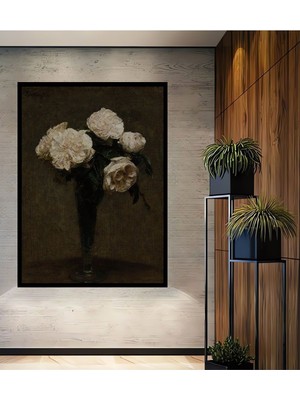 Ahşap Vintage Çiçek Galeri Duvarı,sanatsal Baskı,tablo Çerçeve Görünümlü Dikey Duvar Tablo