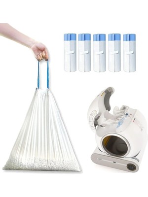 RossClean Akıllı Kedi Tuvaleti Büzgülü Çöp Poşeti 5li Set