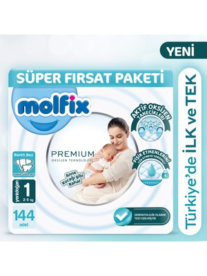 Molfix Premium Süper Fırsat Paketi 1 Beden 144 Adet