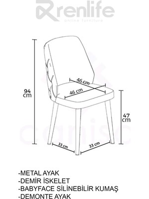 Yemek Masası Takımı 6 Sandalye Metal Ayak Açılır Masa 80X130 (Oscar Kemençe Antrasit Siyah Ayak)