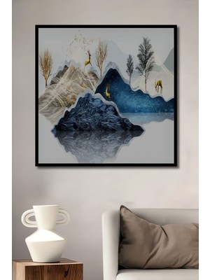 Dekoratif Ahşap Tablo Modern Dekoratif Çerçeve Görünümlü Dikey Duvar Dekorasyon Tablosu