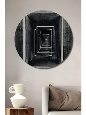 Teona Ahşap Soyut Derinlik Dekoratif Ahşap Tablo Şık Yuvarlak Duvar Dekorasyon Tablosu