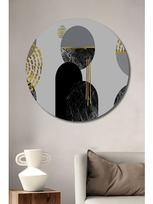 Dekoratif Ahşap Dekoratif Soyut Tablo Şık Yuvarlak Duvar Dekorasyon Tablosu