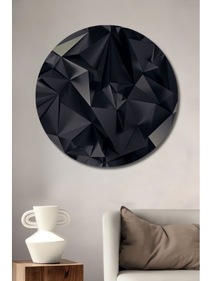 Teona Ahşap Dekoratif Kara Ayna Desenli Ahşap Tablo Şık Yuvarlak Duvar Dekorasyon Tablosu