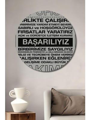 Teona Ahşap Ofise Motivasyon Panosu Kurumsal Hediyelik Ahşap Tablo - Ahşap Tablo Yuvarlak Duvar Tablo