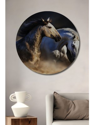 Dekoratif Ahşap Ayna Tablo Uv Baskı Şık Yuvarlak Duvar Dekorasyon Tablosu