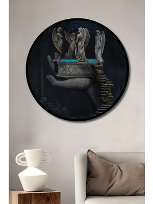 Dekoratif Modern Sanat Duvar Tablo Ahşap Yuvarlak Tablo