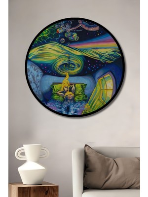 Teona Ahşap Dekoratif Modern Sanat Duvar Tablo Ahşap Yuvarlak Tablo