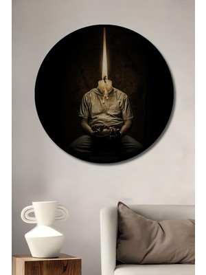 Dekoratif Mum Adam Modern Soyut Sanat Duvar Tablo Ahşap Yuvarlak Tablo