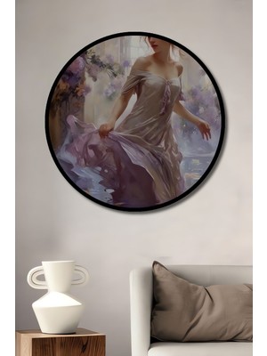 Teona Ahşap Dekoratif Modern Sanat Yağlı Boya Görünümlü Duvar Tablo Ahşap Yuvarlak Tablo