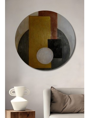 Dekoratif Ahşap Van Gogh Tarzı Vazo- Duvar Tablo Şık Yuvarlak Duvar Dekorasyon Tablosu