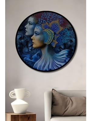 Dekoratif Modern Sanat Kadınlar Duvar Tablo Ahşap Yuvarlak Tablo