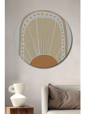 Teona Ahşap Dekoratif Bohem Vase2 Vazo Doğal Ahşap Tablo Seti Şık Yuvarlak Duvar Dekorasyon Tablosu