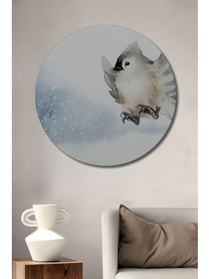 Dekoratif Gift Yatak Odası Konseptli Panorama Ahşap Tablo Şık Yuvarlak Duvar Dekorasyon Tablosu