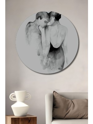 Teona Ahşap Dekoratif Gift Yatak Odası Konseptli Ahşap Tablo Şık Yuvarlak Duvar Dekorasyon Tablosu