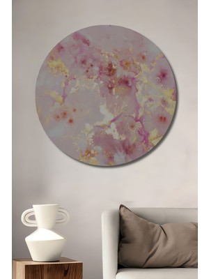 Teona Ahşap Dekoratif Poster Ahşap Tablo Alkol Mürekkebi 3 Boyutlu Soyut Şık Yuvarlak Duvar Dekorasyon Tablosu