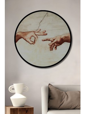 Dekoratif Sürreal Sanat Duvar Tablo Ahşap Yuvarlak Tablo
