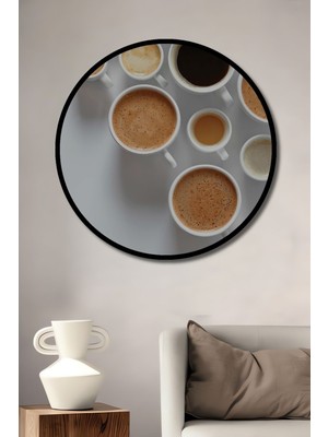 Dekoratif Kahve Çeşitleri Duvar Tablo Ahşap Yuvarlak Tablo