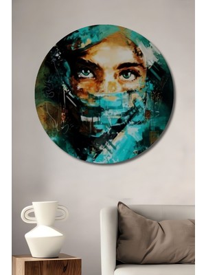 Ahşap Elite Lüks 3 Boyutlu Ayna Sim Kabartma Efektli Tablo Şık Yuvarlak Duvar Dekorasyon Tablosu