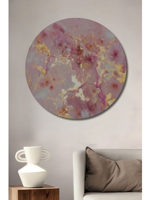 Dekoratif Ahşap Tablo Moda 3 Boyutlu Mürekkep Şık Yuvarlak Duvar Dekorasyon Tablosu