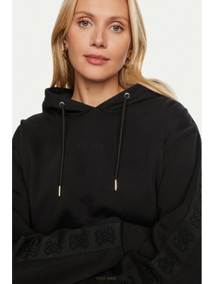 Guess Kadın Siyah Logolu Sweatshirt