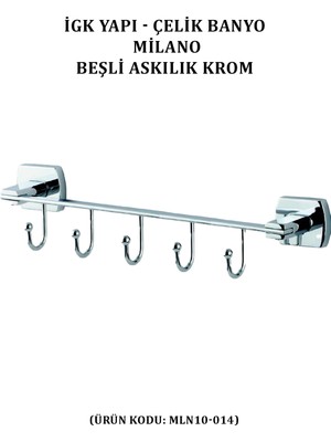 Çelik Banyo Milano Beşli Askılık (MLN10-014)