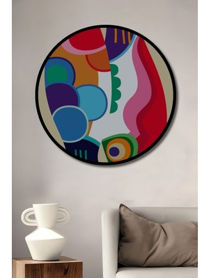 Dekoratif Simetrik Vazo Modern Sanat Duvar Tablo Ahşap Yuvarlak Tablo