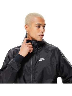 Nike Windrunner Full Zip Jacket Kapüşonlu Erkek Ceket Rüzgarlık Siyah