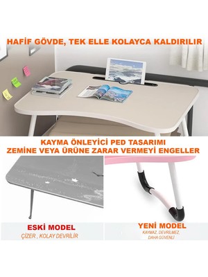 Microcase Portatif Atlantik Çam Mdf Laptop Sehpası Katlanabilir Çalışma Masası Kahvaltı Masası AL4020 Pembe