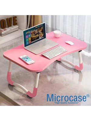 Microcase Portatif Atlantik Çam Mdf Laptop Sehpası Katlanabilir Çalışma Masası Kahvaltı Masası AL4020 Pembe