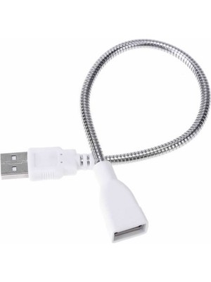 Roboyol Store Metal USB Type A Soketli Uzatma Kablosu Kıvrılabilir Hortum Kordon 25CM Masa Lambası LED Aydınlatma