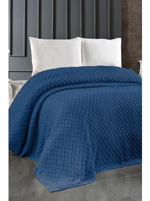 Evlen Home Collection Triko Battaniye Örgü Çift Kişilik 220 x 240 cm Yatak Örtüsü Pike Poly