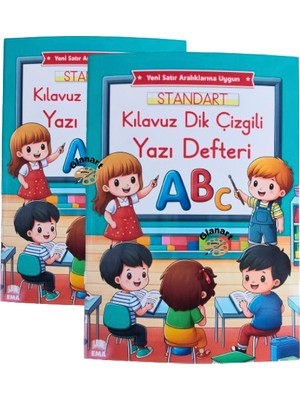 Glanart yeni müfredat klavuz dik çizgili güzel yazı defteri 2 adet büyük boy (19x27 cm ) 48 sayfa