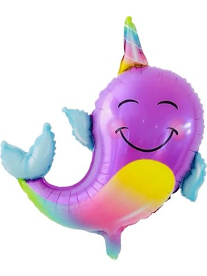 Kidspartim Boynuzlu Renkli Balina 87X83 cm