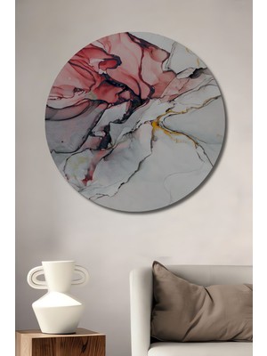 Teona Ahşap Dekoratif Ahşap Tablo, Alkol Mürekkebi Sanat, Soyut 3 Boyutlu Şık Yuvarlak Duvar Dekorasyon Tablosu