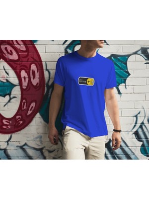 Parspera Shop Lacivert Oversize T-Shirt  Baskılı Battery