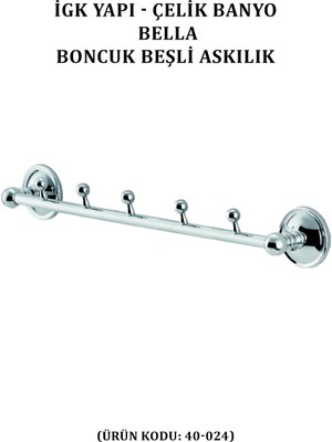 Çelik Banyo Bella Boncuk Beşli Askılık (40-024)