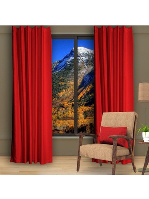 Dhm Perde Kırmızı Blackout Karartma Perde Güneşlik Pilesiz Extraforlu Düz Dikim