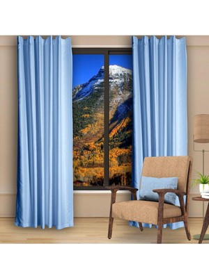 Dhm Perde Mavi Blackout Karartma Perde Güneşlik Pilesiz Extraforlu Düz Dikim